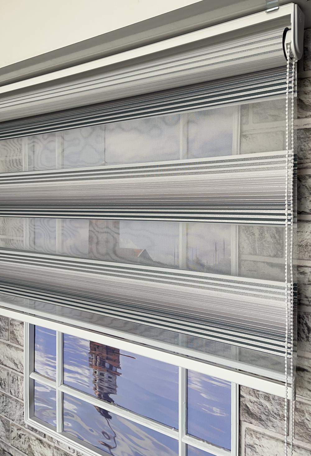 Antrasit Gümüş Simli Pliseli Zebra Perde