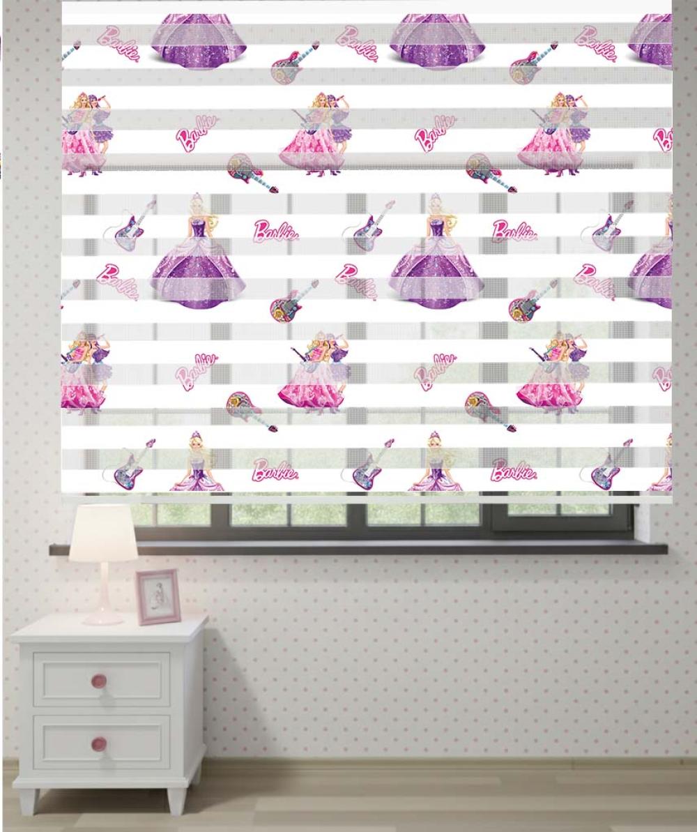 Çocuk Odası Barbie Popstar Zebra Perde Modelleri