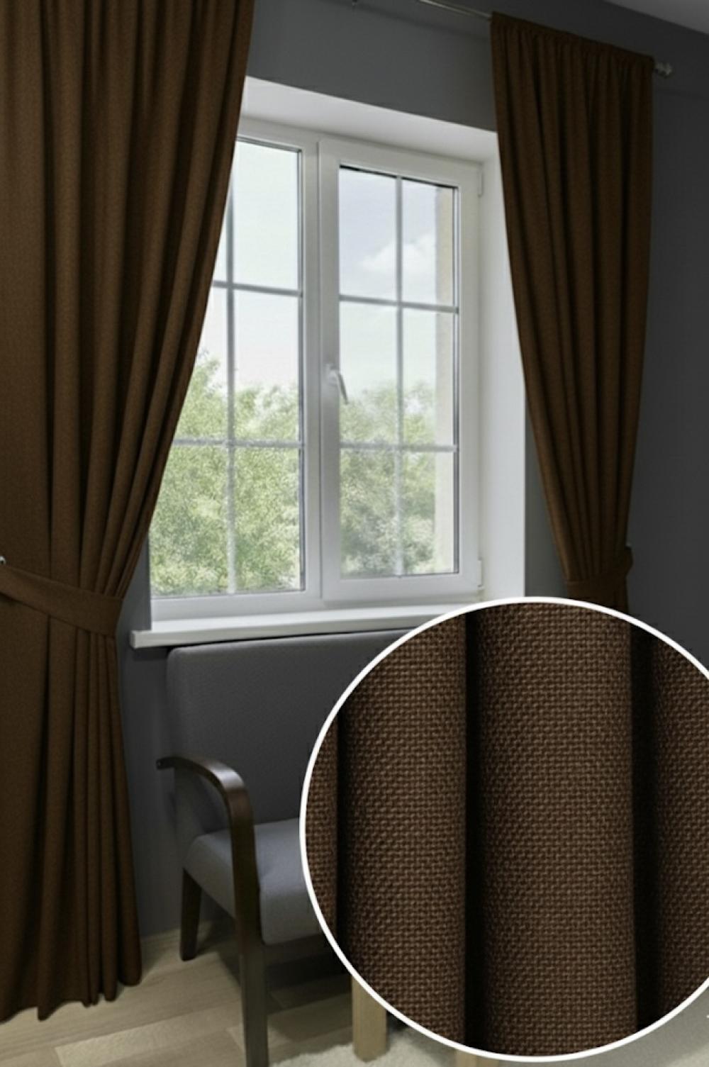 Sıcak Kahve Düz Petek Hazır Fon Perde | Naturel Salon Şıklığı