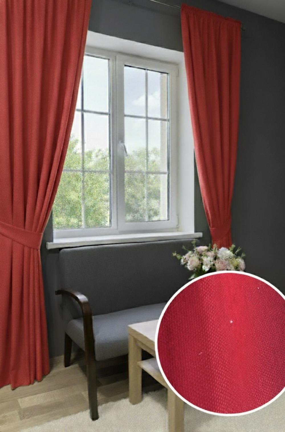 Kırmızı Fon Perde | Düz Petek Dokuma | İddialı Salon Perdesi