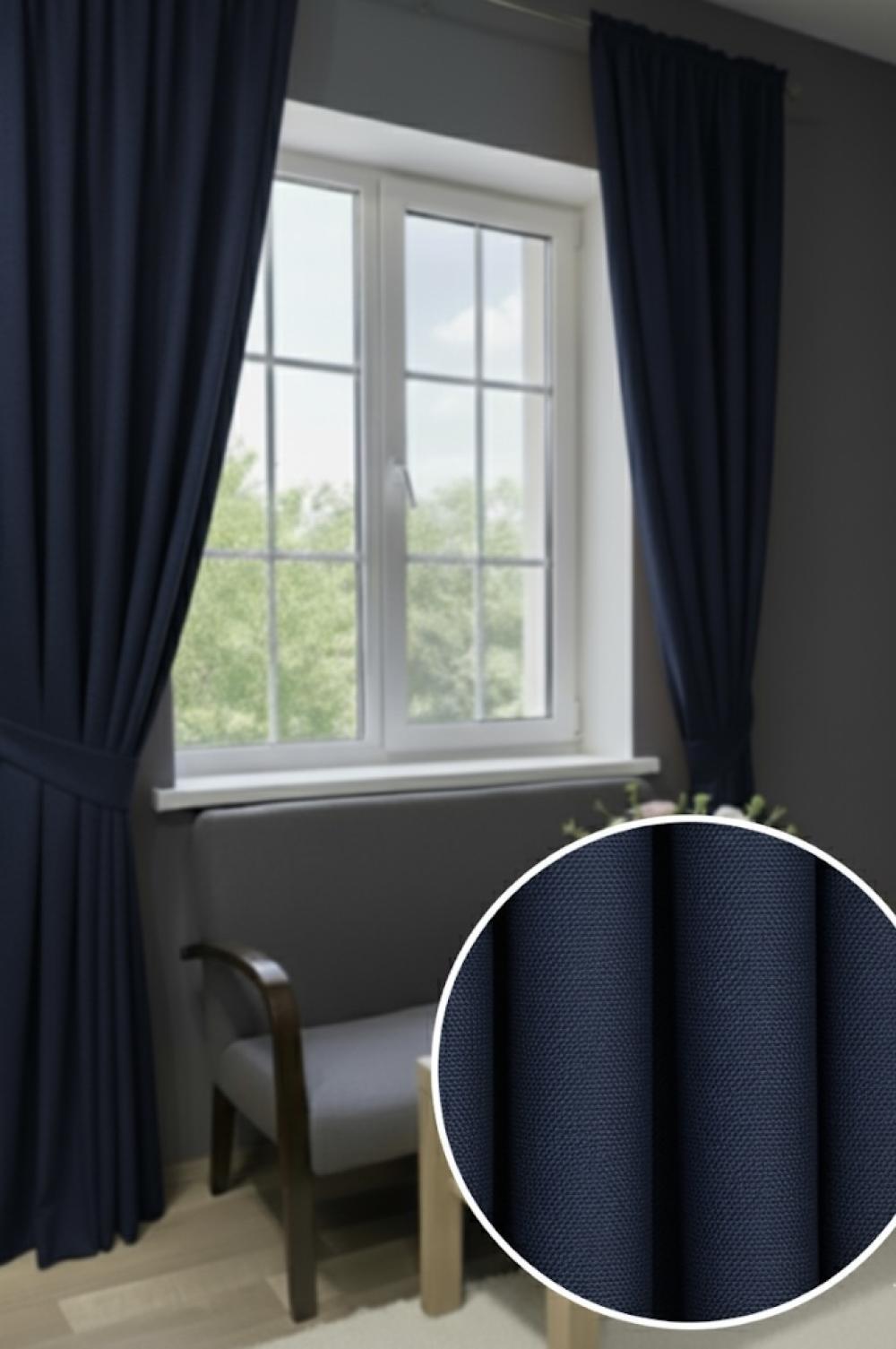 Asil Lacivert Düz Petek Hazır Fon Perde | Modern Derin Mavi