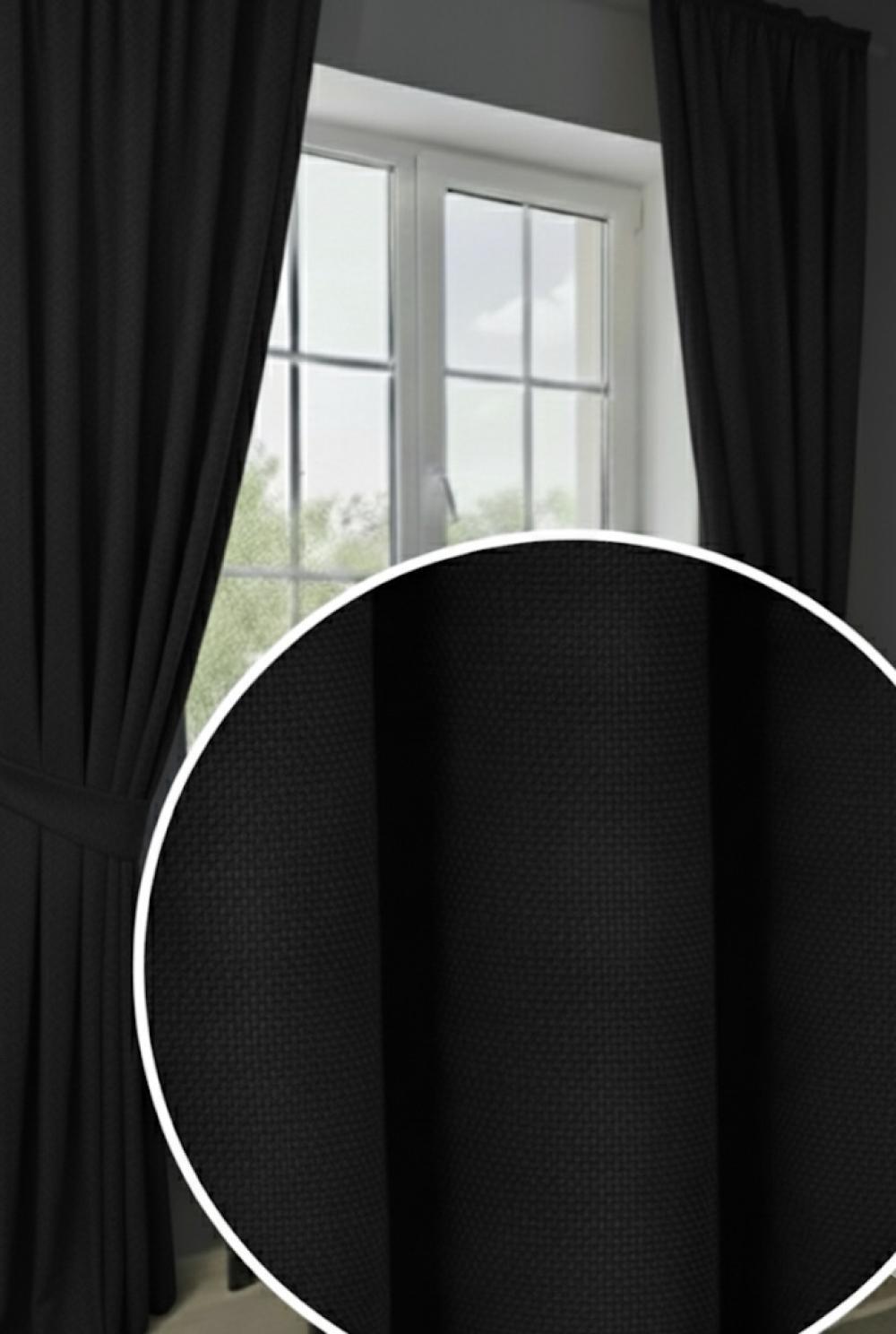 Siyah Fon Perde | Düz Petek Dokuma | Modern & Kontrast
