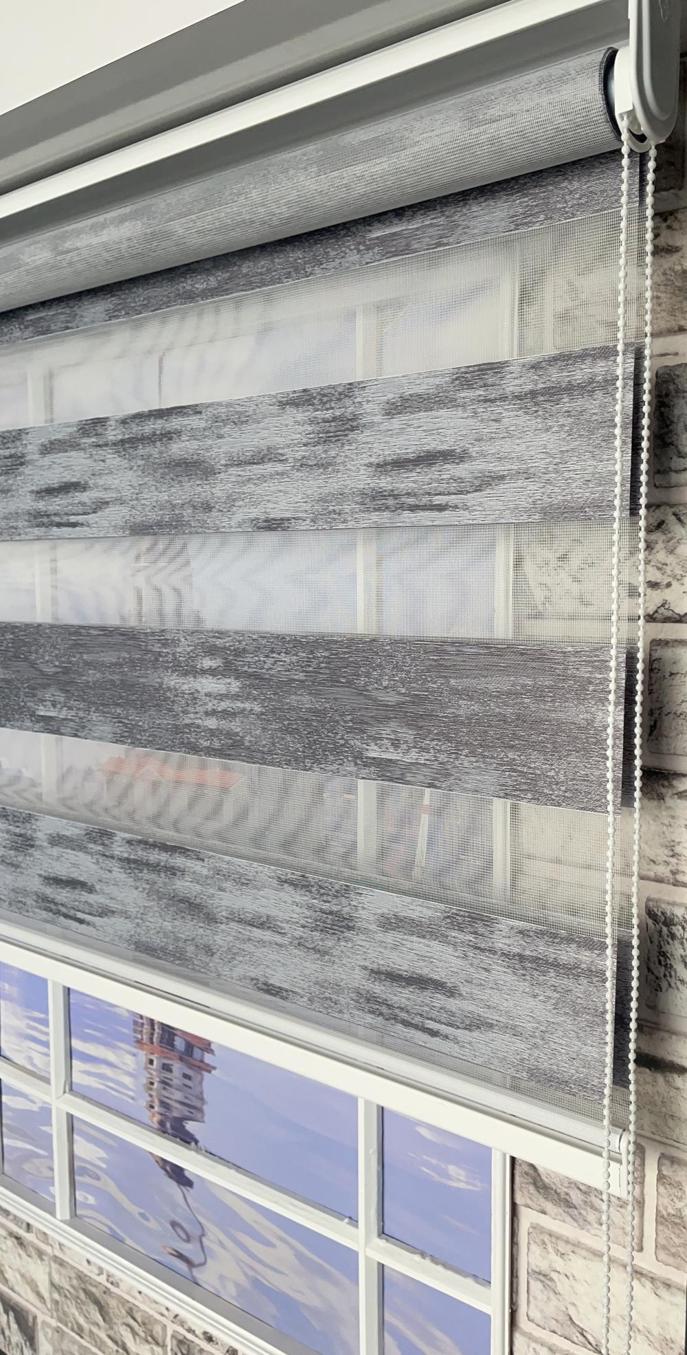 Gri Eskitme Zebra Perde