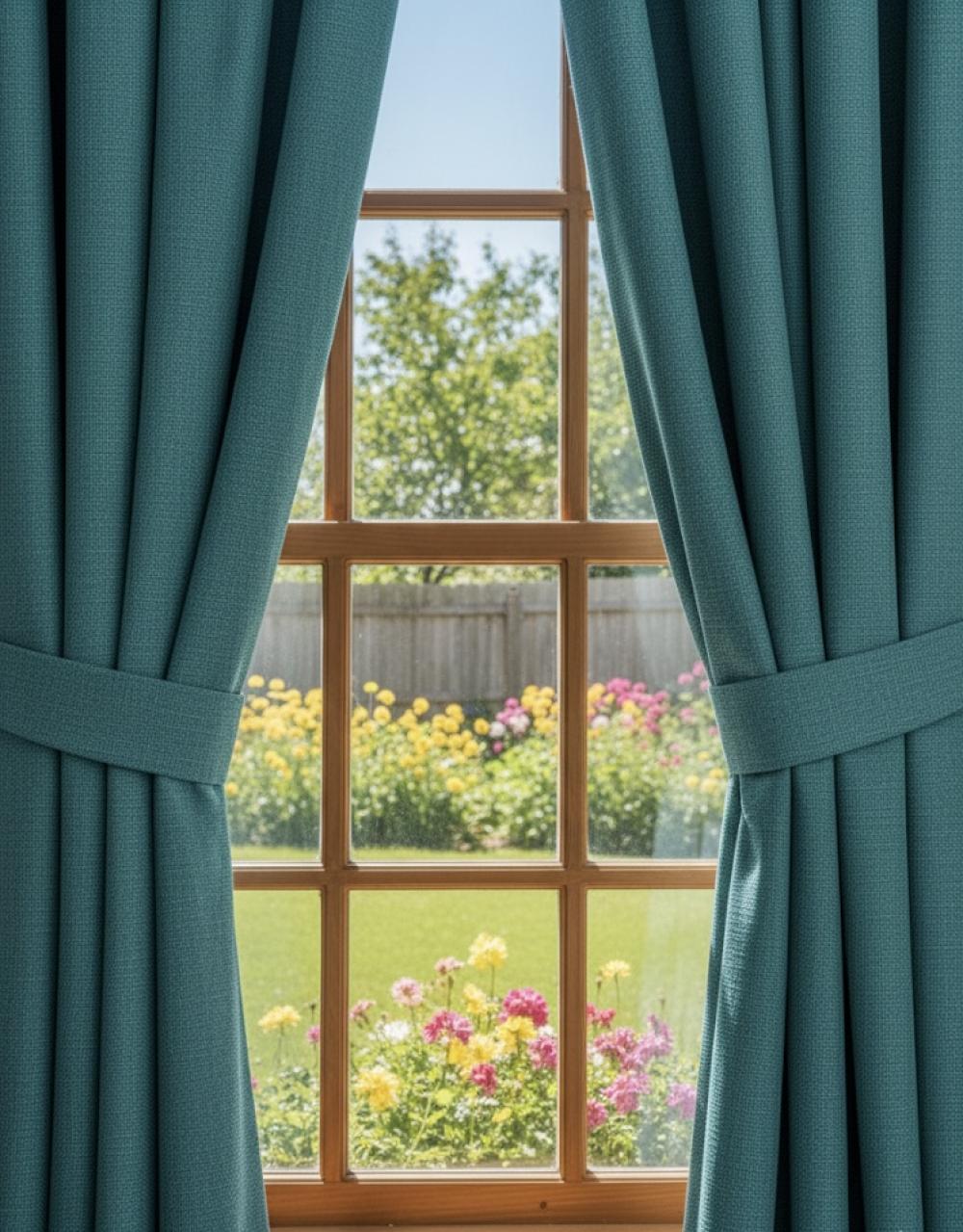 Petrol Yeşili Keten Görünümlü Fon Perde