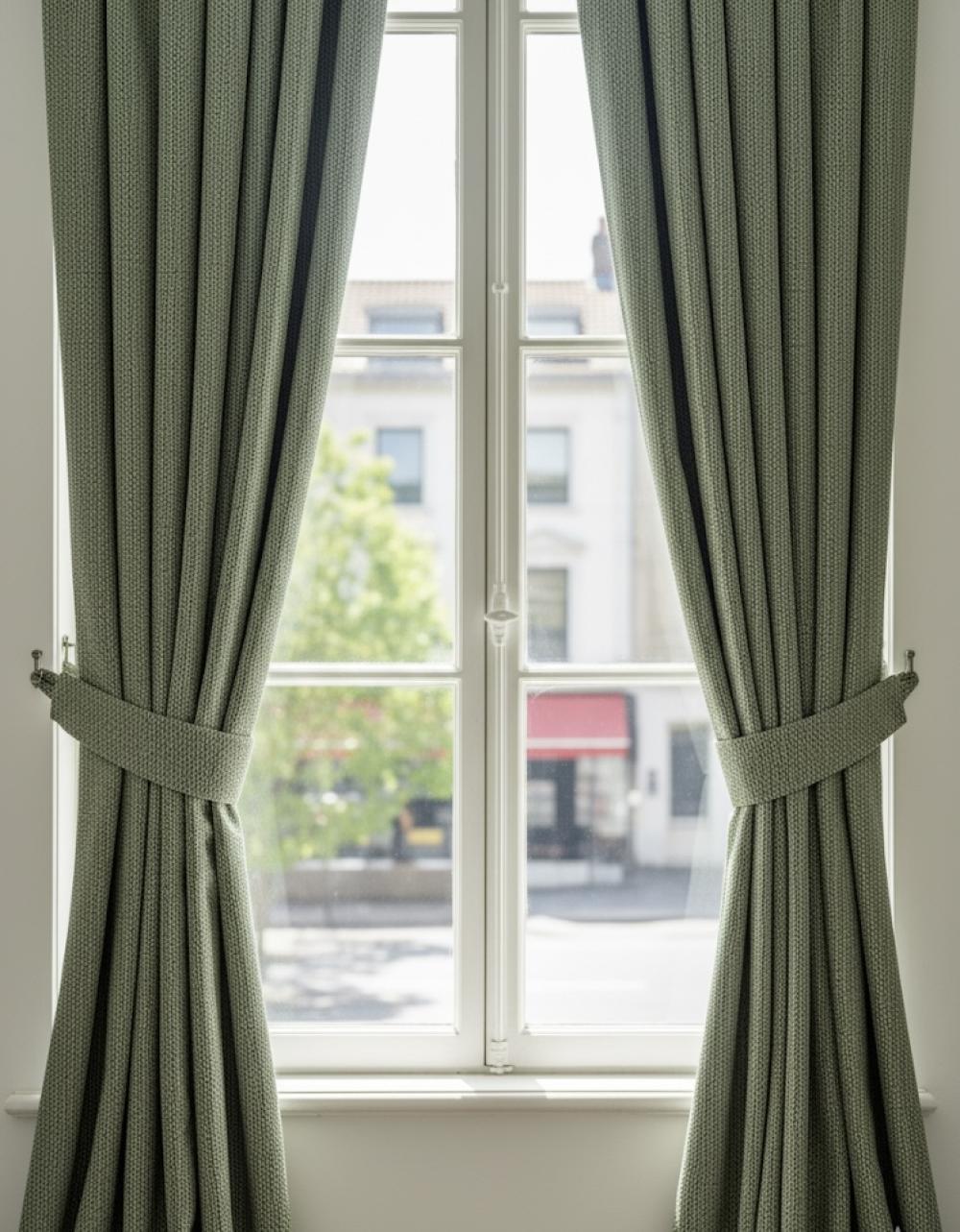 Yeşil Keten Görünümlü Fon Perde