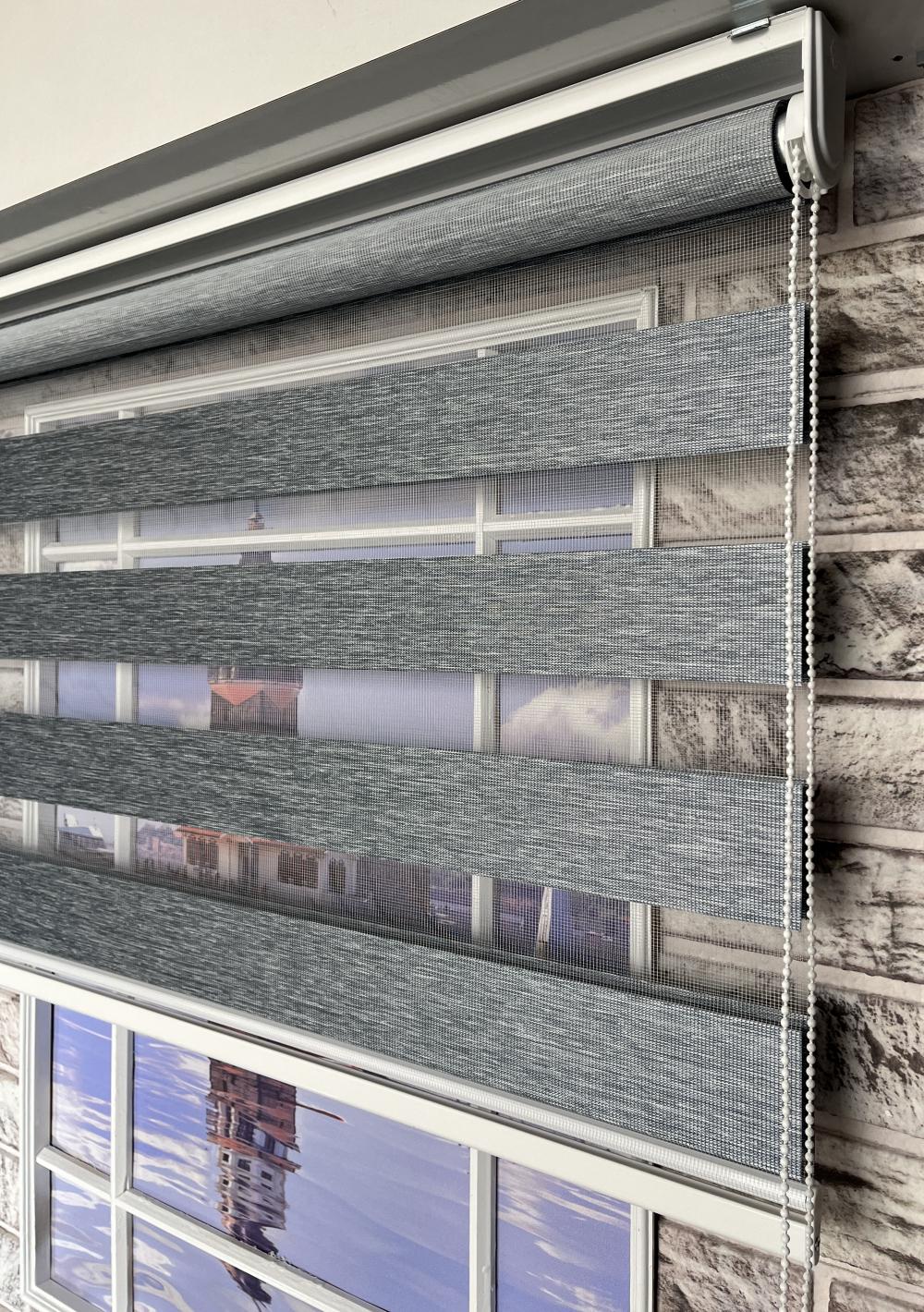 Lüks Koyu Gri Bambu Zebra Perde | Karartma Etkili & Modern Stor Mekanizma