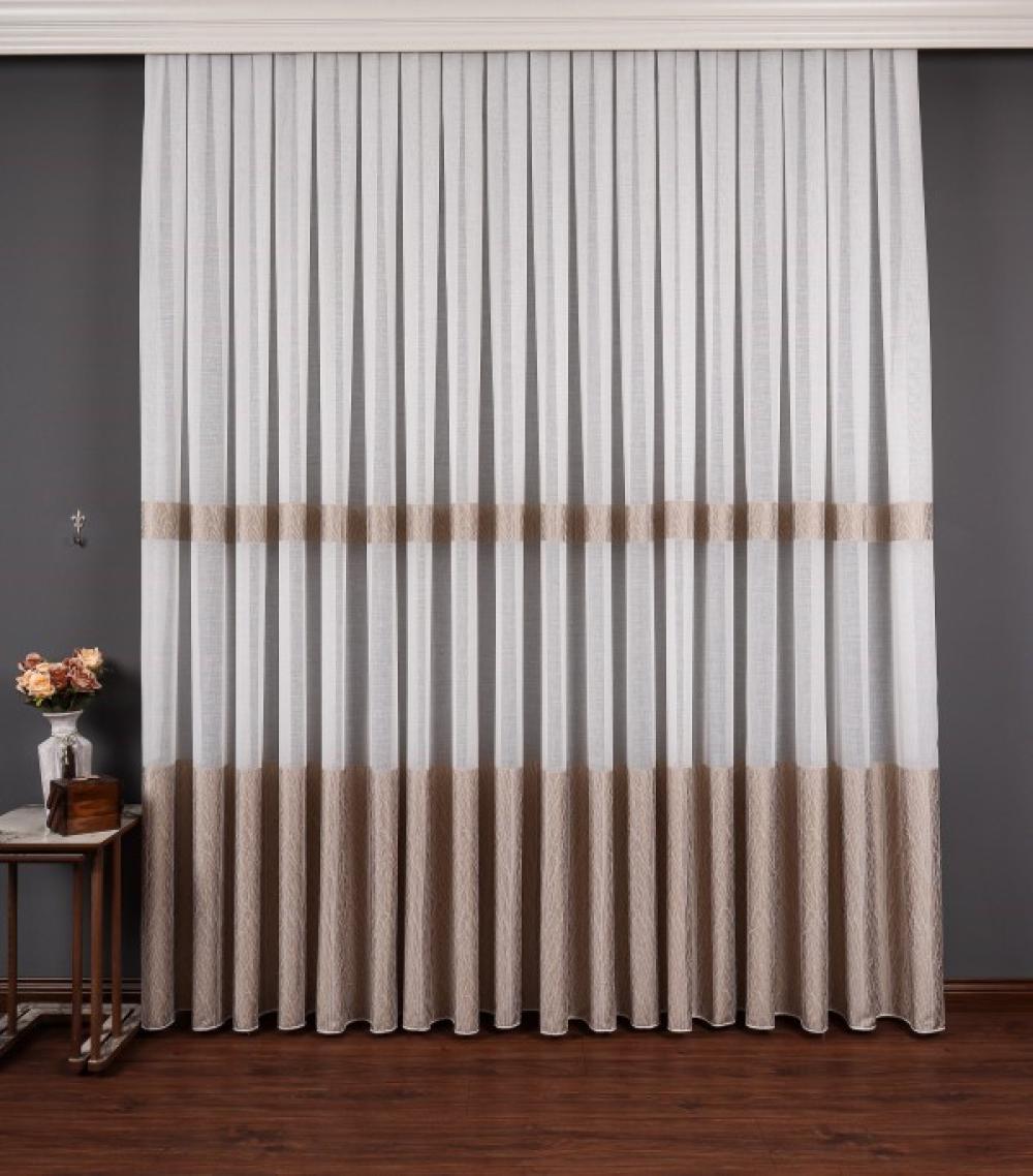 Doğal Dokunuş: Örme Pano Tül Perde (Bej Melanj Tonları)