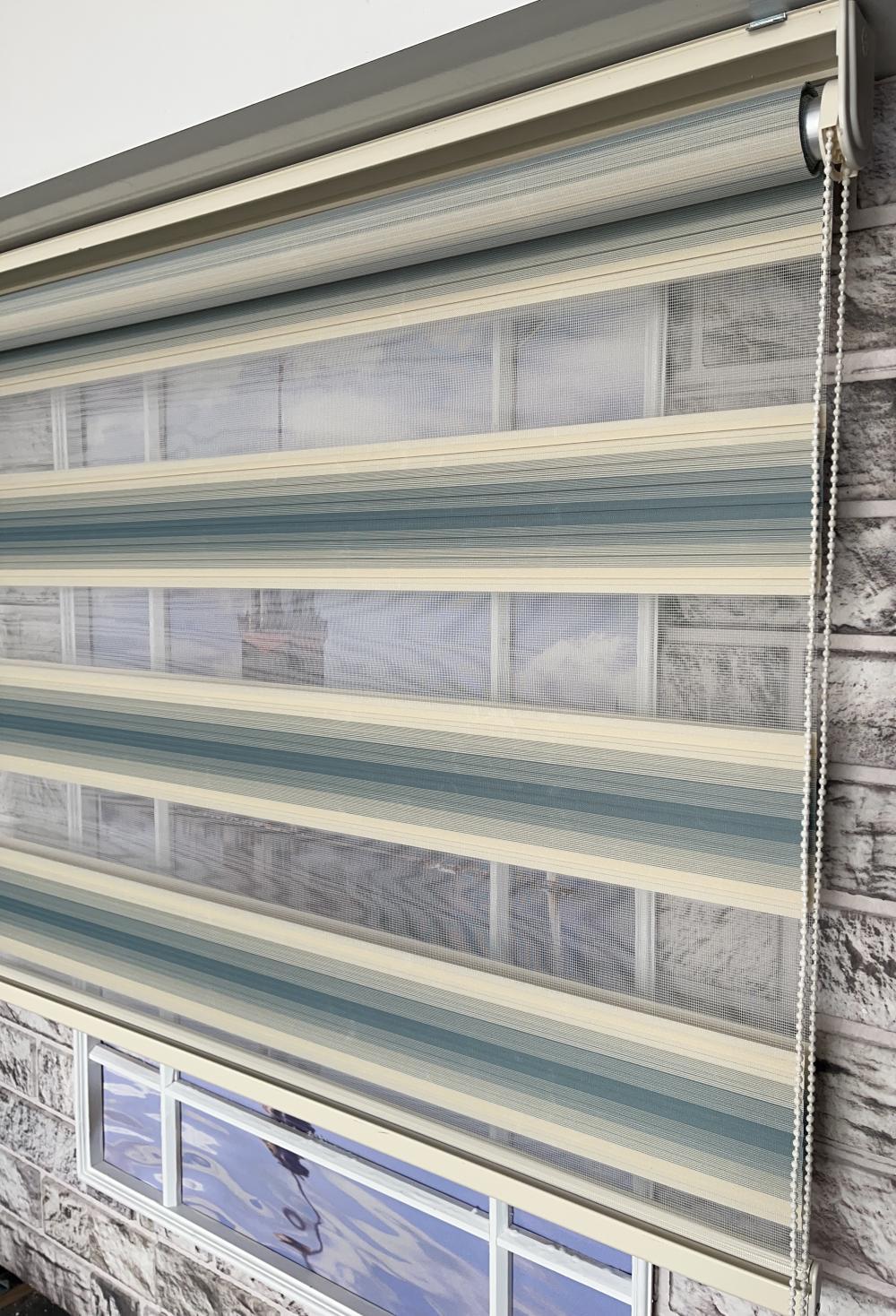 Petrol Beyaz Pliseli Zebra Perde /Fonksiyonel Gündüz Gece / Modern Salon Oturma Odası Perdesi