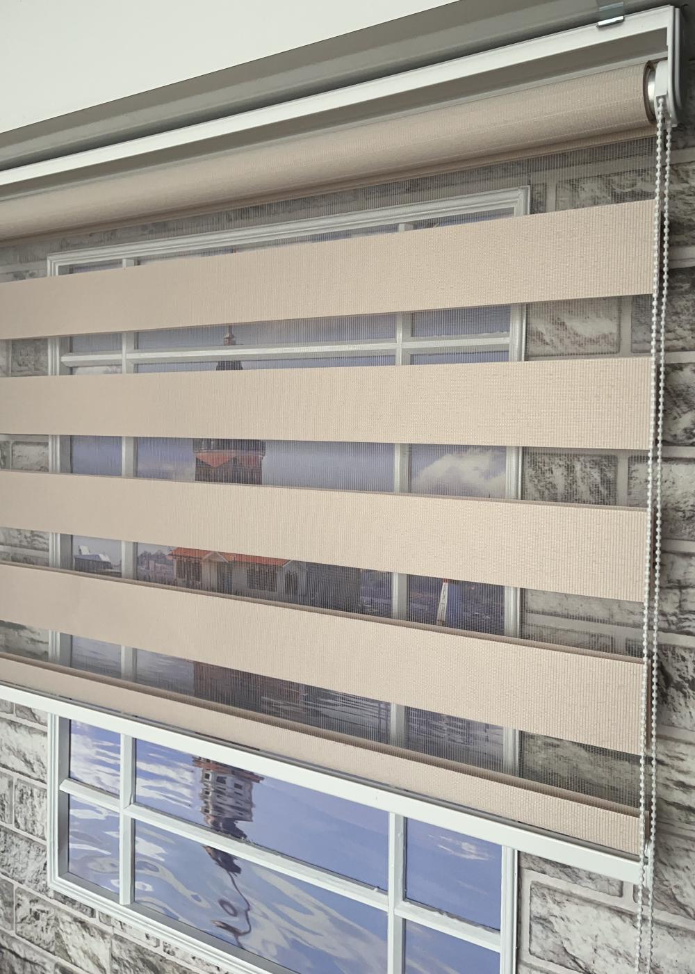 Sade Zen Pudra Düz Zebra Perde