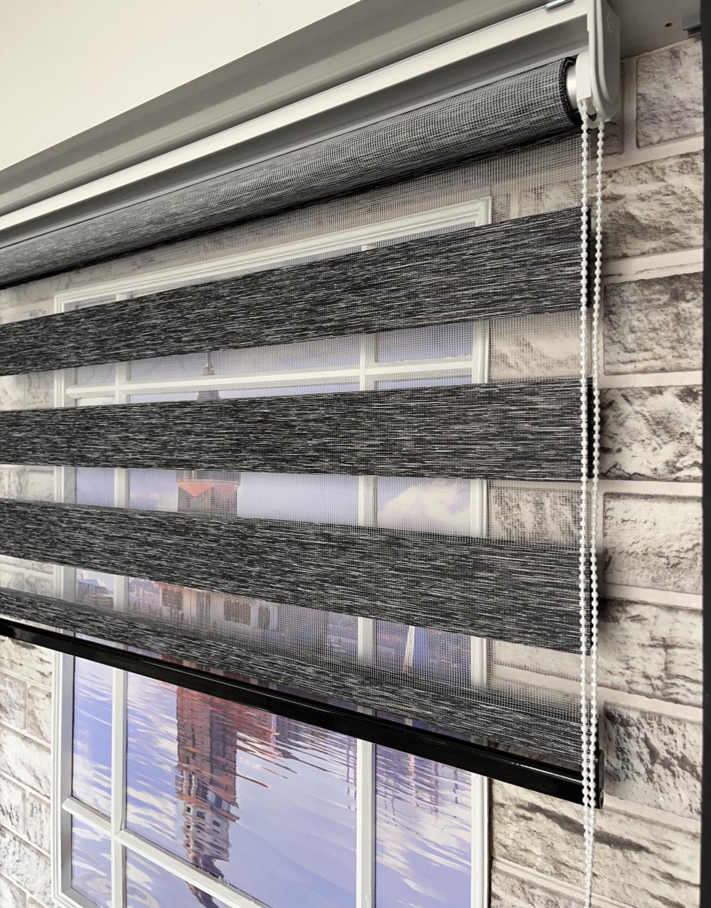 Premium Siyah Bambu Zebra Perde | Güneşlikli Zebra Fonksiyonlu Stor Perde