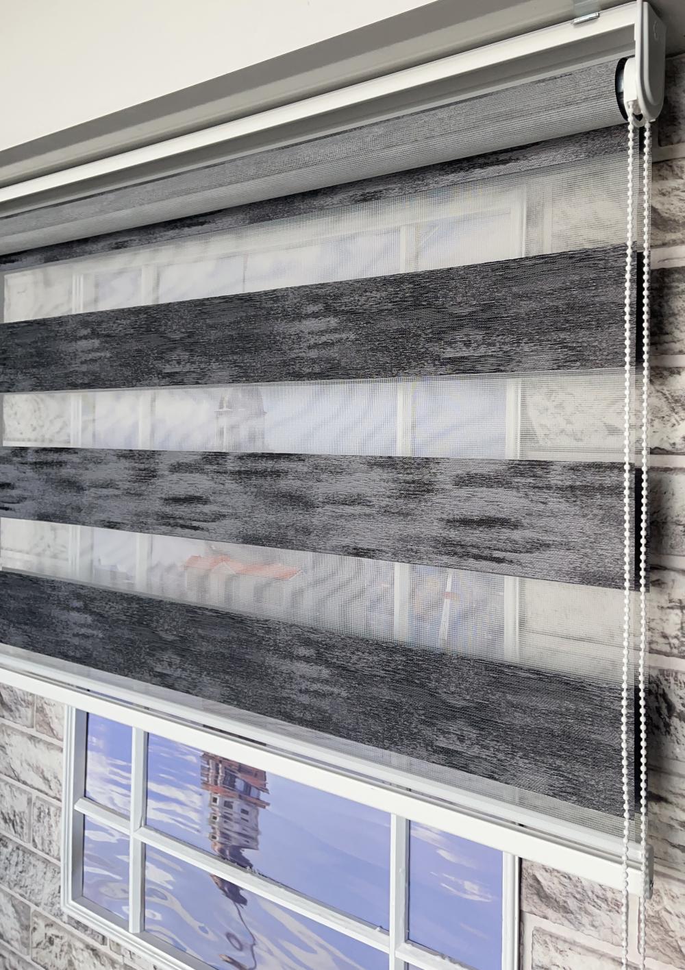 Siyah Eskitme Zebra Perde