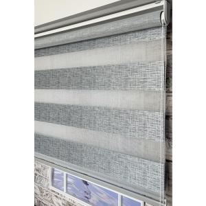Desenli Koyu Gri Zebra Perde